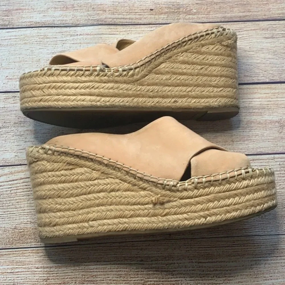 Franco Sarto Dusty Rose Suede Espadrille Wedges Size 8
